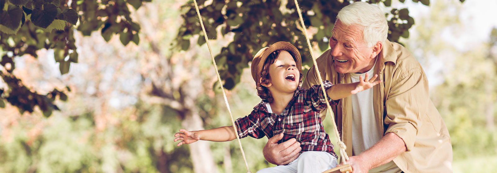 slider - grandpa and grandson on the swing