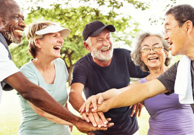 group of seniors exercising