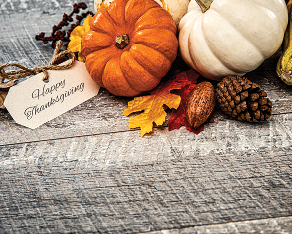 orange and white pumpkins, acorns, leaves, squash displayed on rustic wood table